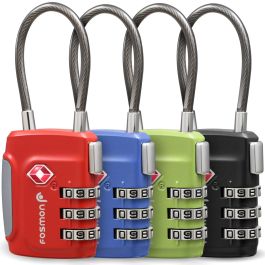 Travel Luggage Padlock Mini 3 Digit Combination Suitcase Security Cable Lock 