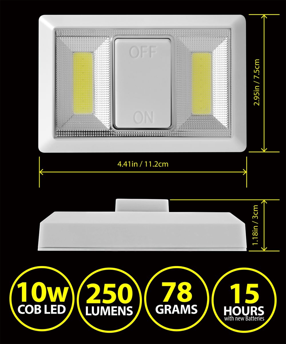 2 PC Wireless COB LED Night Lights Motion Sensor Battery Operated Closet Kitchen