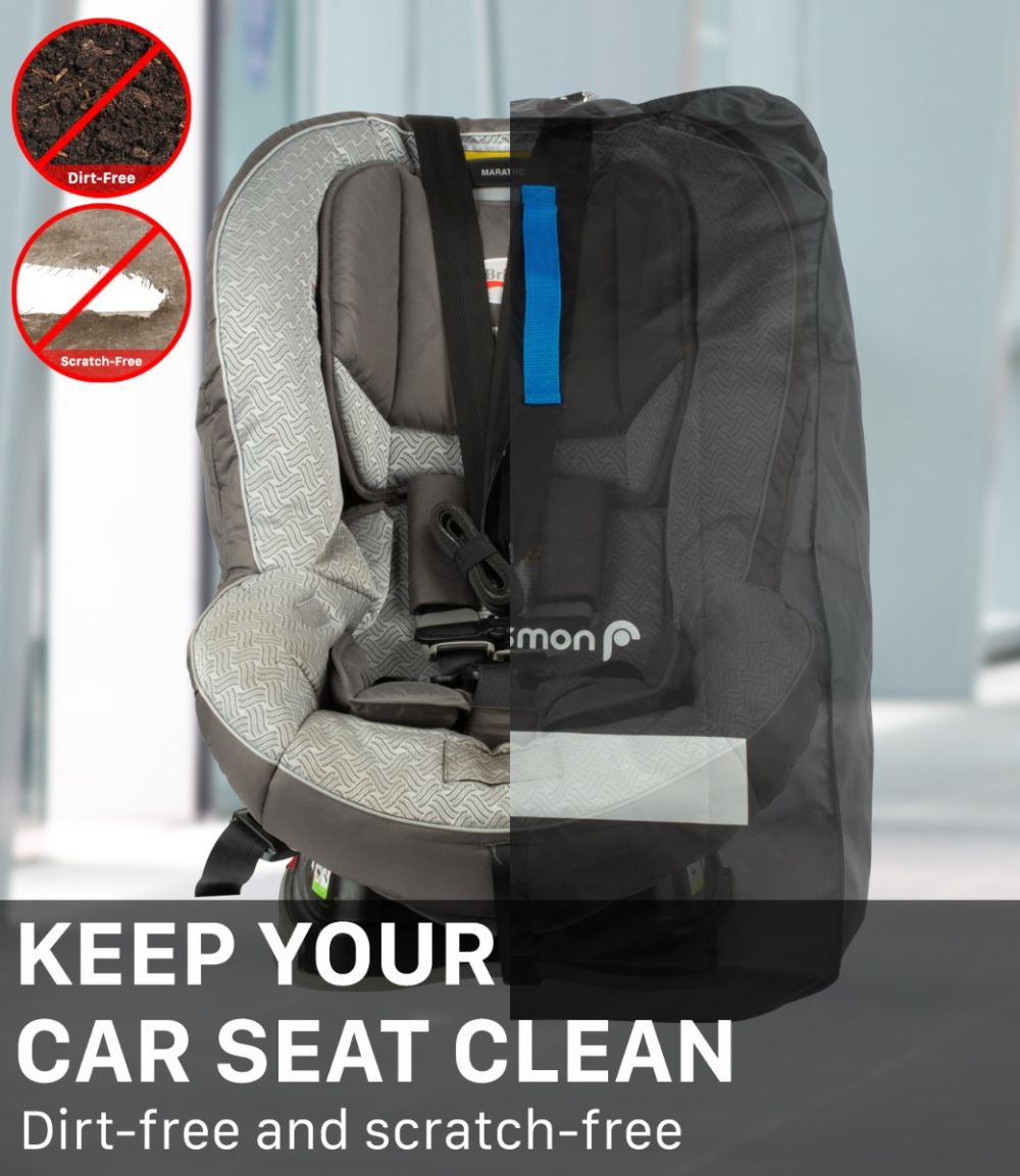 Car Seat Travel Bag For Airplane Nylon Backpack Style Reinforced Seams Padded Adjustable Shoulder Strap Drawstring - Air Travel Car Seat Bag