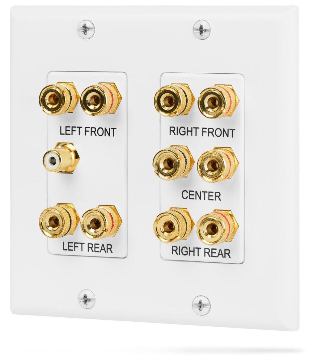 RCA/Coax MyCableMart Wall Plate: 5 Speaker Channel Plus 1 RCA SubWoof Ivory