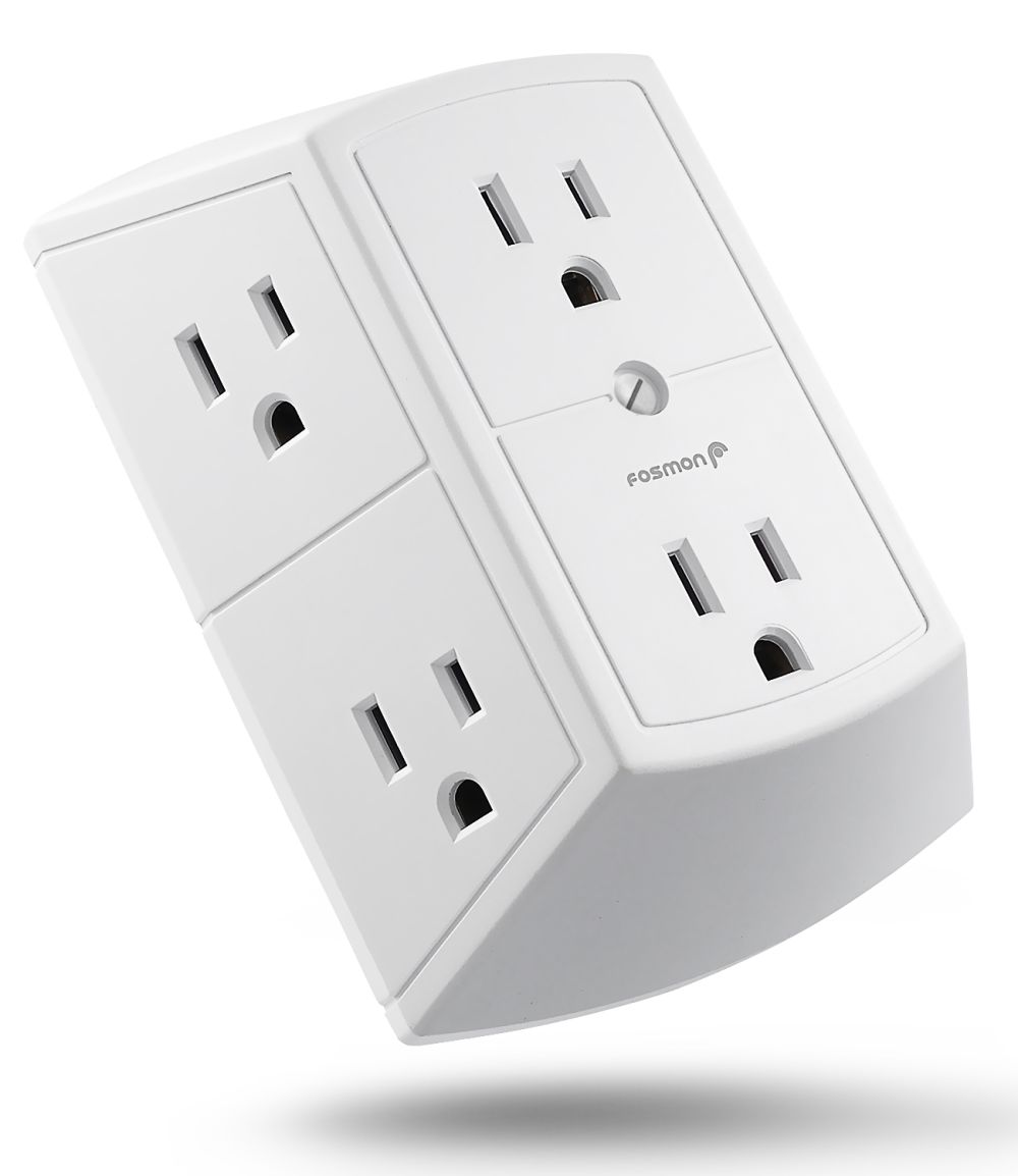 3 Outlet AC Power 2 Prong Swivel Light Wall Tap Outlet Adapter Listed L7Y1