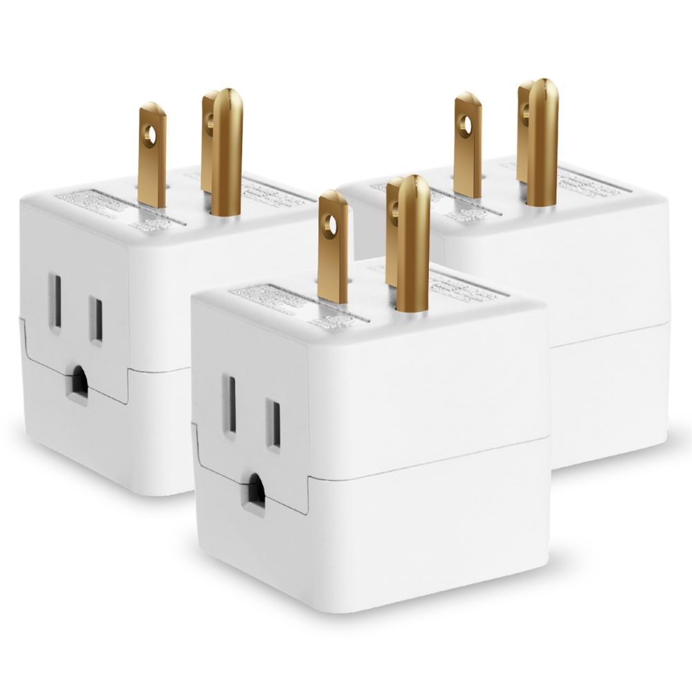 Electrical Extension Grounded 6 Outlet Plug Wall Taps Indoor White 
