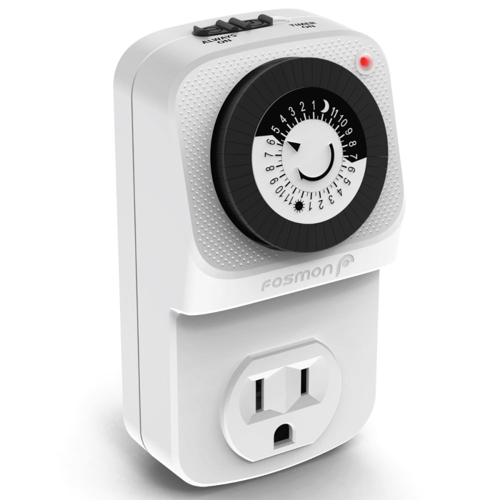 Fosmon 125/15A Indoor Weekly Digital Outlet Timer with Two US Socket Outlets  - White