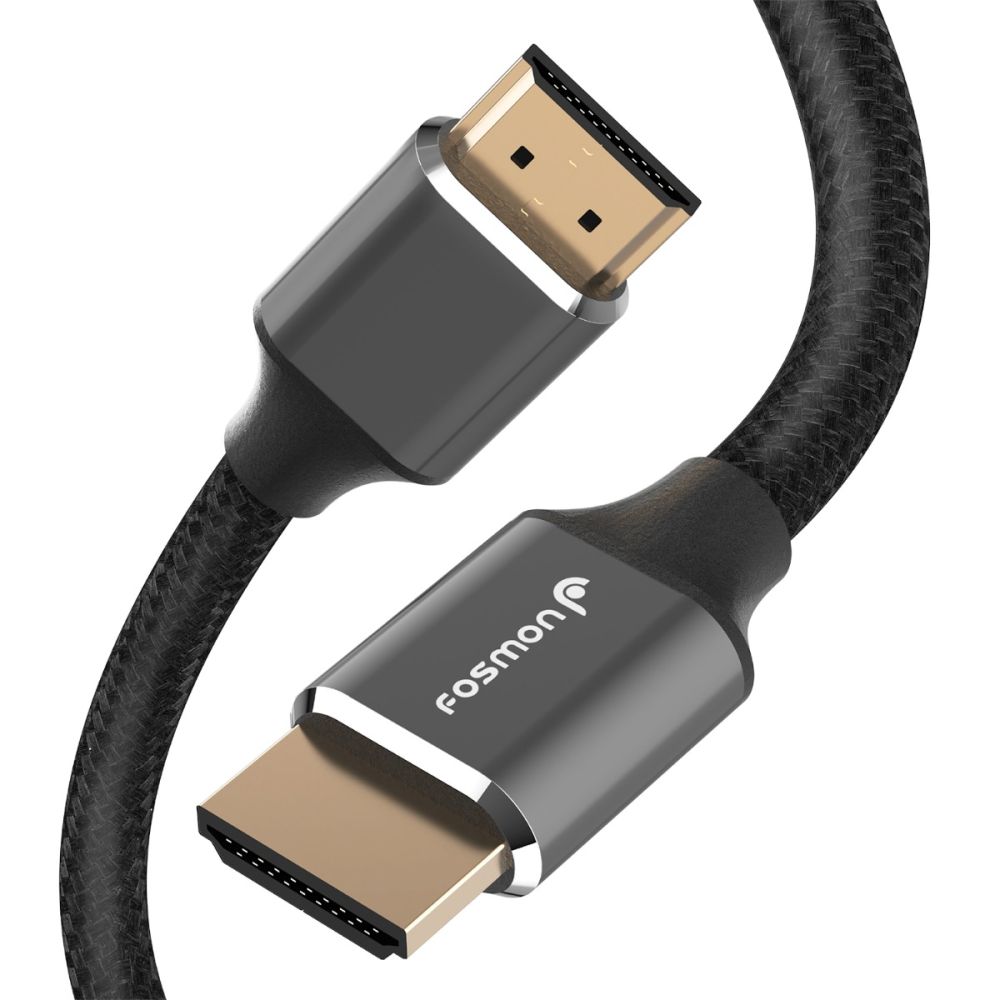 Fosmon HDMI 2.1 Cable 8K@60Hz 10ft, Premium Certified 48Gbps Ultra High Speed, 4K@120Hz, Dynamic HDR, HDCP 2.3, 3D, eARC, 30AWG Cotton Braided Compatible with UHD Monitor, PS4/PS5, Xbox One/X/S