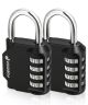 Combination Lock (2 Pack) 4 Digit Combination Padlock with Alloy Body for School, Gym Locker, Gate, Bike Lock, Travel Bag, Luggage, Hasp and Storage - Black