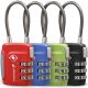 TSA Approved 3 Digit Combination Cable Luggage Lock - Black, Green, Red and Blue - 4 Pack