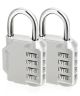 Combination Lock (2 Pack) 4 Digit Combination Padlock with Alloy Body for School, Gym Locker, Gate, Bike Lock, Hasp and Storage - Silver