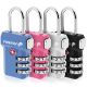 Open Alert Indicator TSA Approved 3 Digit Combination Luggage Lock - Black, Blue, Pink, and Silver - 4 Pack
