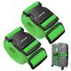 Fosmon Luggage Straps for Suitcases (2 Pack), Travel Belts with Adjustable Strap, Buckle and Identifiers, Luggage Connector Luggage Wrap, Essential Luggage Accessories for Travel Cruise (Green)