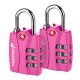 Open Alert Indicator 3 Digit Combination TSA Approved Luggage Lock - Pink - 2 Pack