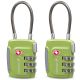 TSA Approved 3 Digit Combination Cable Luggage Lock - Green - 2 Pack