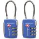 TSA Approved 3 Digit Combination Cable Luggage Lock - Blue - 2 Pack