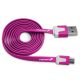 3ft Universal Flat 2.1v Micro USB Sync Cable for Mobile Devices -Hot Pink