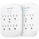 Fosmon 6 Outlet Grounded Wall Tap Power Adapter Surge Protector 15A - 1200 Joules - 125VAC 15A -White- 2 Pack