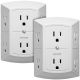 6 Outlet Grounded Wall Tap Power Adapter 3 sided - 125VAC 15A – White – 2 Pack