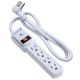 Surge Protector Power Strip Flat Plug, 4-Outlet Splitter Extender 1875 Watt 490 Joules, 3FT Extension Cord Wall Mount with 3 Prong Grounded for Office, Dorm, Home - ETL Listed