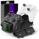 Xbox One/One X/One S/Elite Quad PRO Controller Charger (Upgraded), [Dual Dock + 2 Additional Batteries Slot] High Speed Docking Charging Station with 4 x 1000mAh Rechargeable Battery Packs