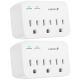[ETL Listed] 125V/15A/60Hz 3-Outlet Wall Mount Surge Protector (1,200J), w/ Ground Indicator - 2 pack