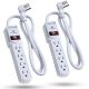 Fosmon [ETL Listed] AC125V/15A/60Hz 490J 4-Outlet US Power Strip with Flat Plug and 3FT Power Cord - White