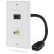 Wall Plate w/ 4-Inch Gold-Plated High Speed HDMI Cable and F Connector Jack w/ Built-In Ethernet - White