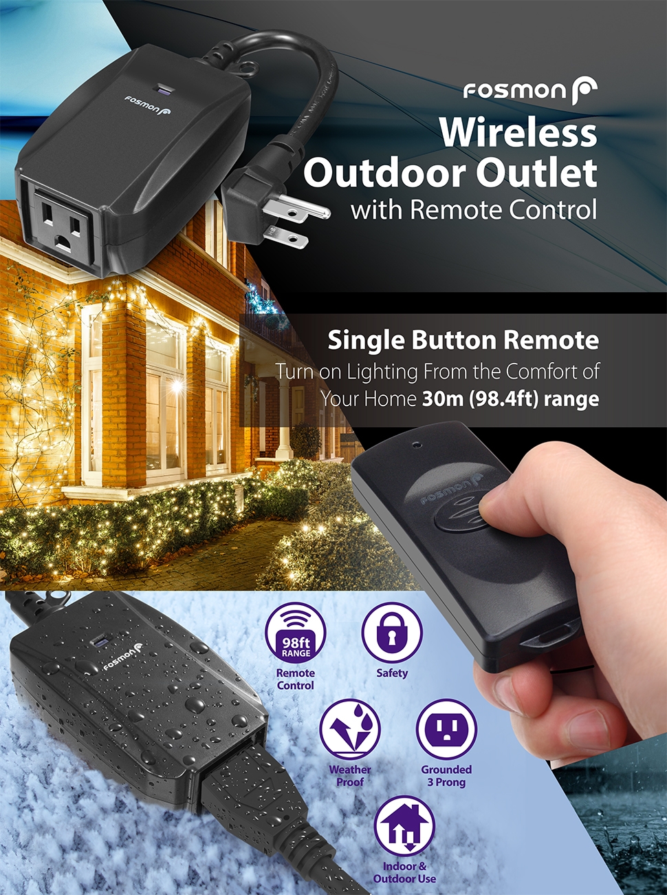 Fosmon Wireless Remote Control Electrical Outlet Switch (5 Pack +