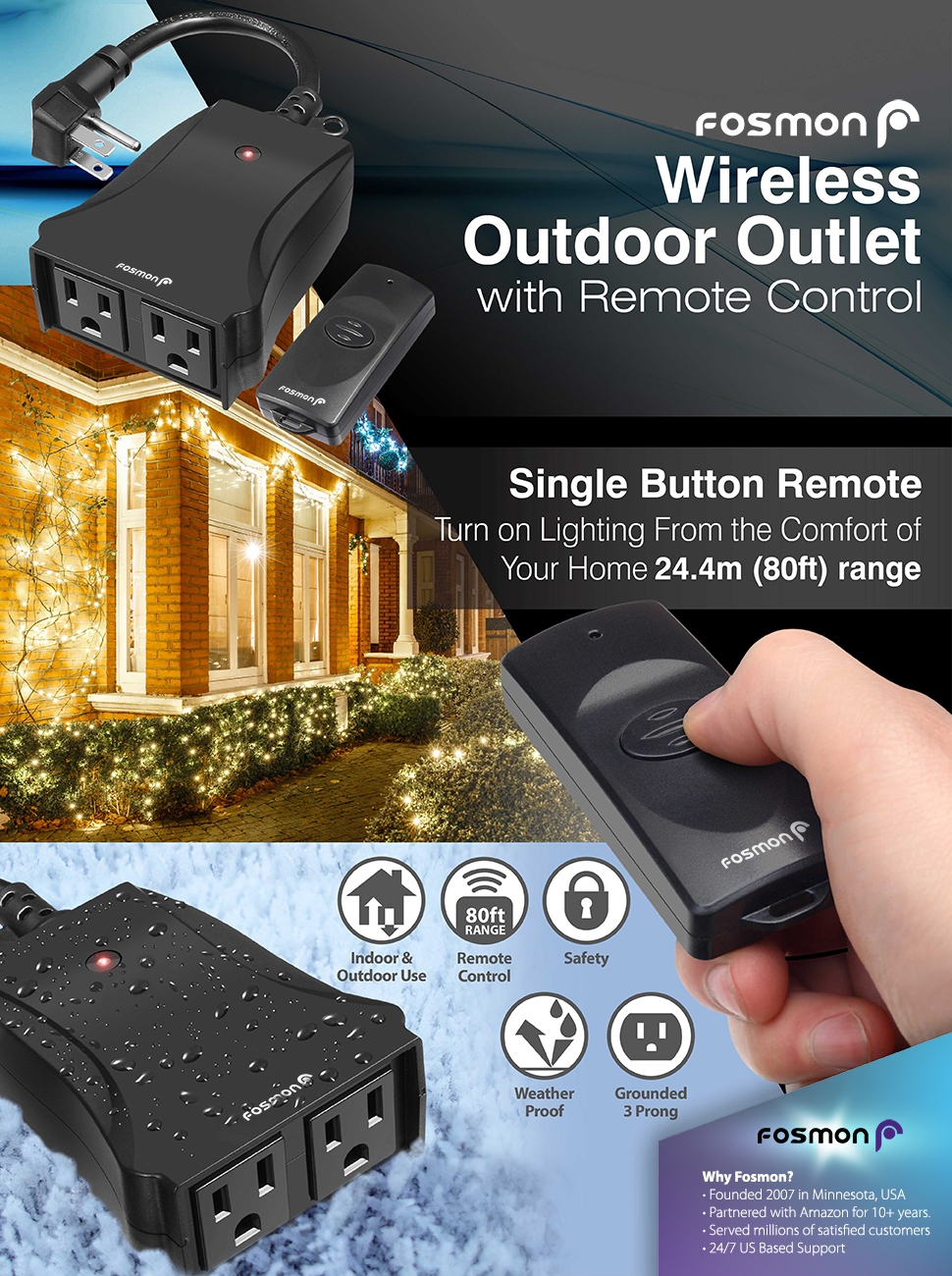 Eco Plugs Outdoor 2-Outlet Wireless Remote Control